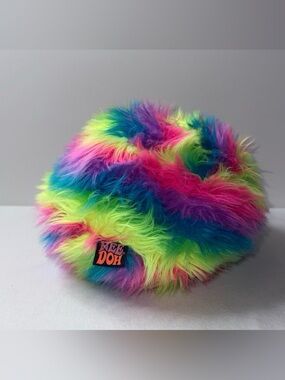 Nee Doh Rainbow Faux Fur Fuzzy Hat - Neon Multicolor